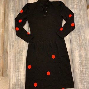 Vintage | Knit Polkadot Drop-waist Dress